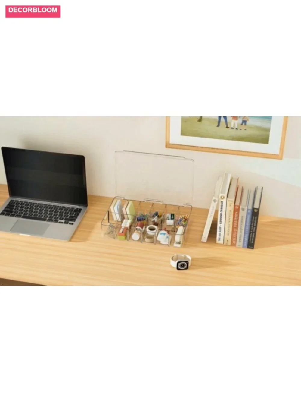 12-Compartment Clear Acrylic Makeup Organizer with Cover for Vanity Desk Storage